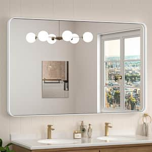 48 in. W x 36 in. H Modern Rectangular White Aluminum Framed Wall Bathroom Vanity Mirror