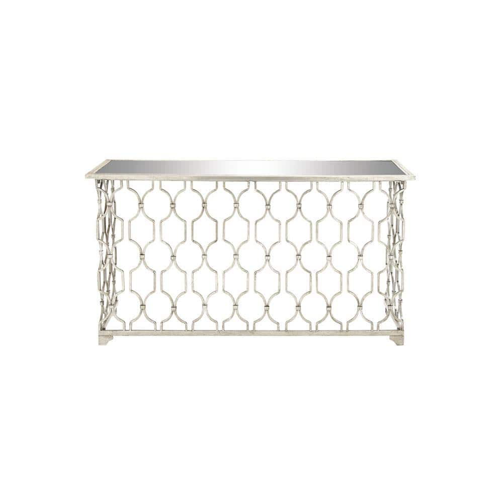 Litton Lane In Silver Extra Large Rectangle Metal Geometric Console