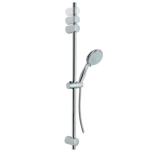 No Drilling Required Baath Plus 35 in. Adjustable Hand Shower Bar with 5 Spray Hand Shower in Chrome