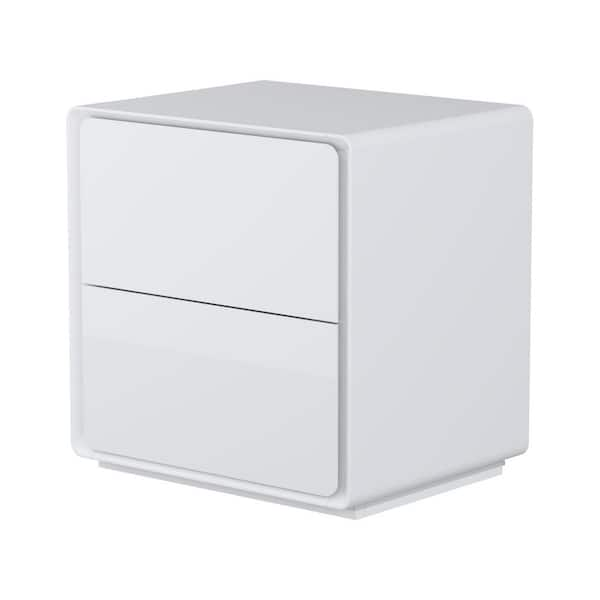 FUFU&GAGA Full White Glossy Finished 2-Drawers 19.6 in. W 