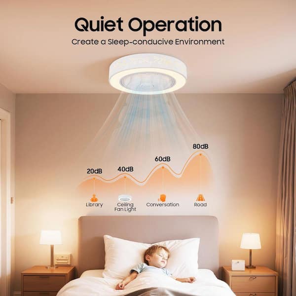 OUKANING 21.65 in. Modern Flower Pattern Enclosed Round Integrated