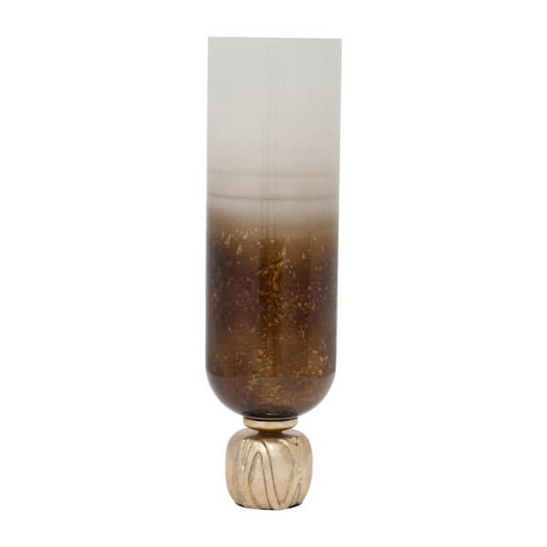 Liv & Skye 21.75 in. Ivory Glass Cylinder Ombre Pillar Candle Holder On Base