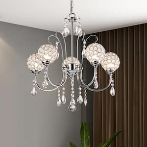 Providence 5 -Light Chrome Candle Style Classic Chandelier with Crystal Accents