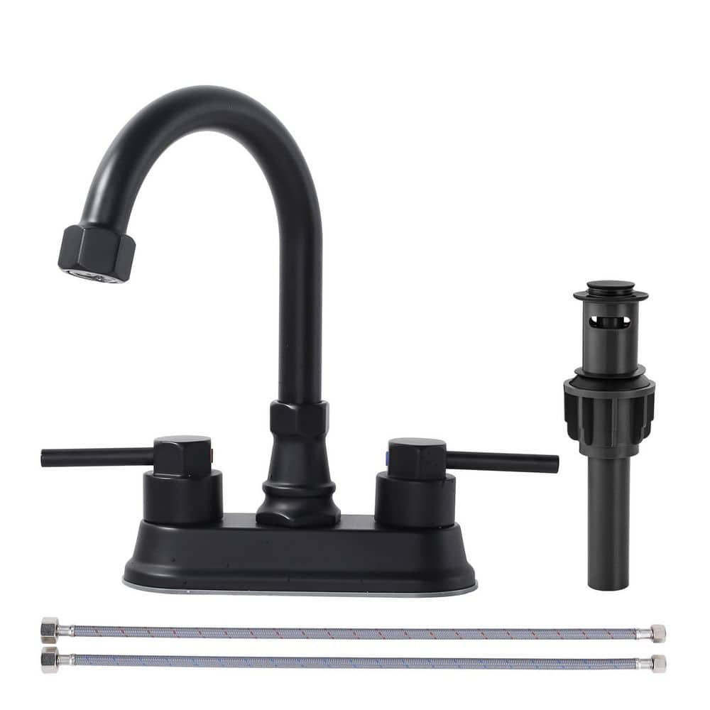 ALEASHA 4 in. Centerset Double Handle 360° Swivel Spout Bathroom