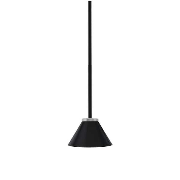 Unbranded Elonia 100-Watt 1 Light Matte Black & Graphite Stem Mini Pendant Light with 7 in. Matte Black Cone Metal Shade