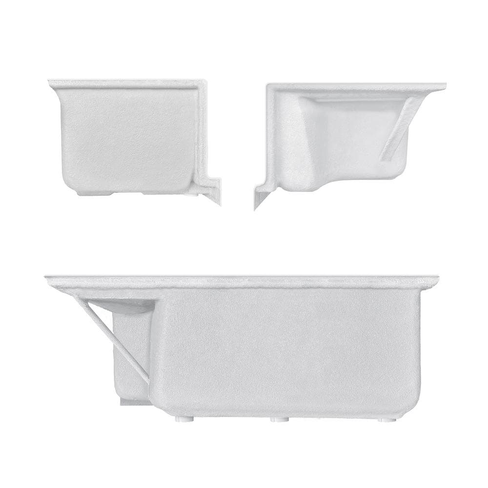 White Acrylic Single Threshold Shower Base with Seat and Right Drain
