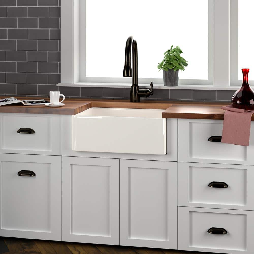 Brooke 24" Biscuit Fireclay Farmhouse Apron Front Sink