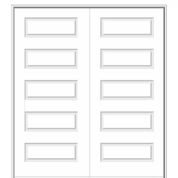 MMI Door 72 in. x 80 in. Smooth Rockport Both Active Solid Core Primed Molded Composite Double Prehung Interior Door