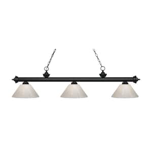 Riviera 3-Light Matte Black with White Plastic Shade Billiard Light with No Bulbs Included