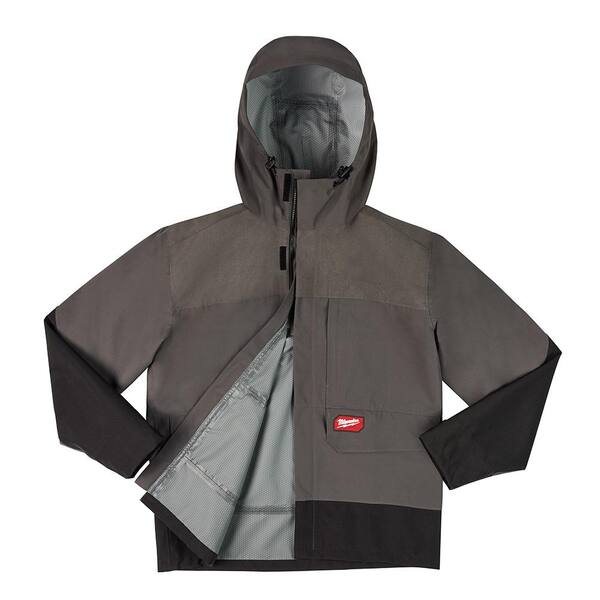 gray rain jacket