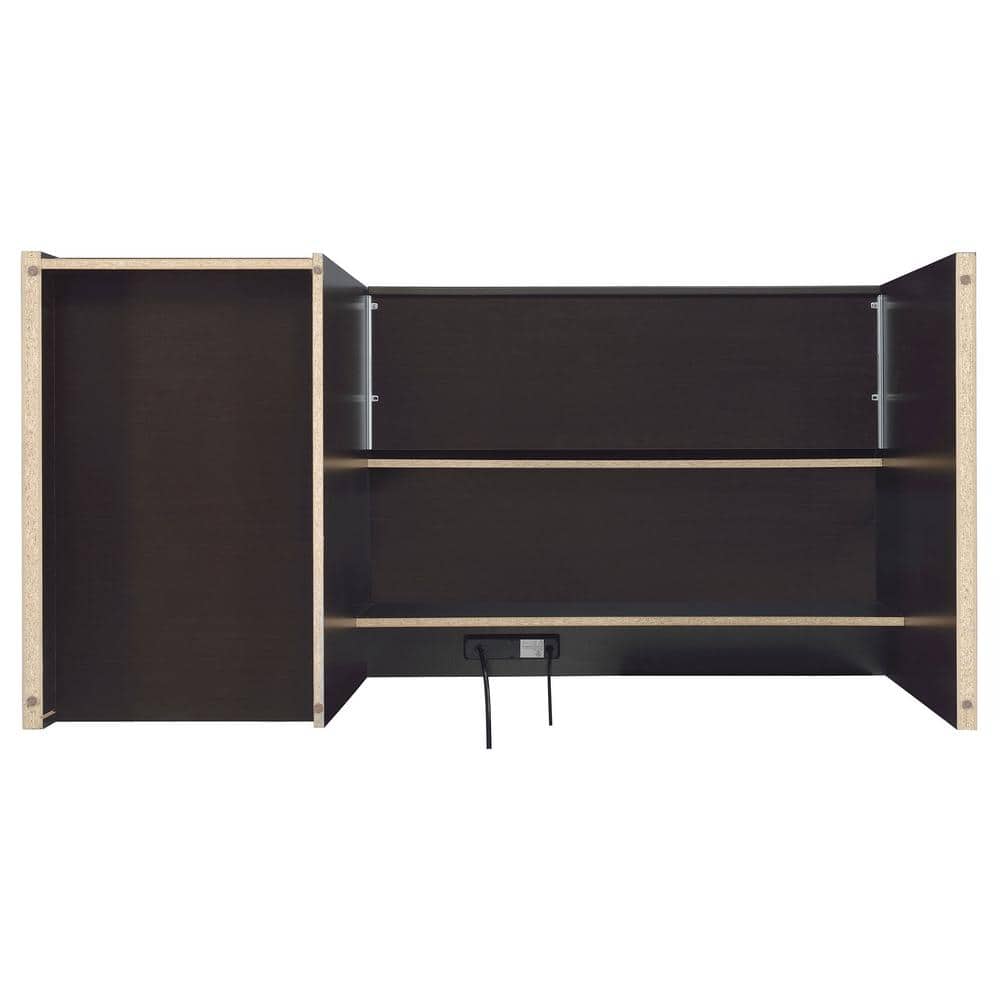 Contemporary Cappuccino Home Office Desk with Power Outlet and Storage