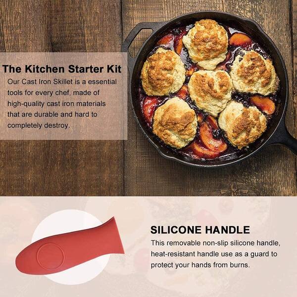 SEEUTEK 3-Piece Black Cast Iron Frying Pans Skillet Set of 3
