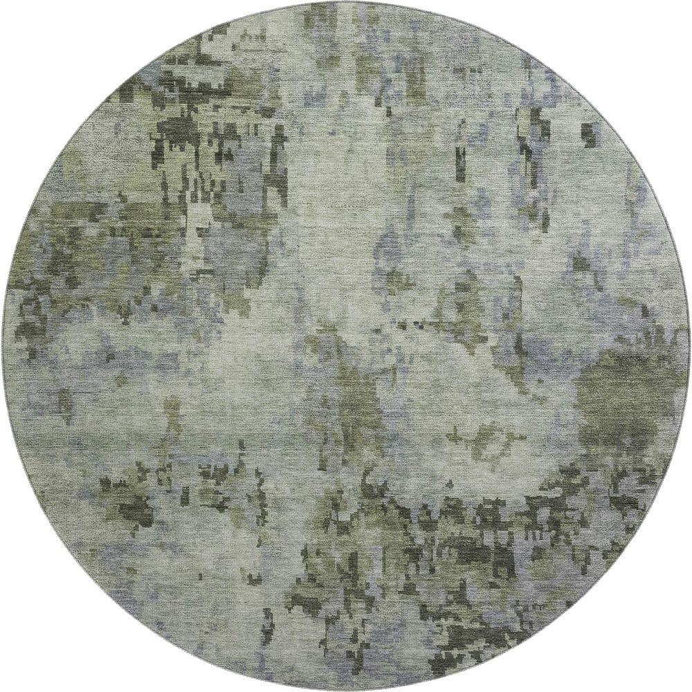 Mayfield Premium Machine Washable Abstract AMF2360 Green 8 ft. x 8 ft. Round Rug price history on PriceWatchPro