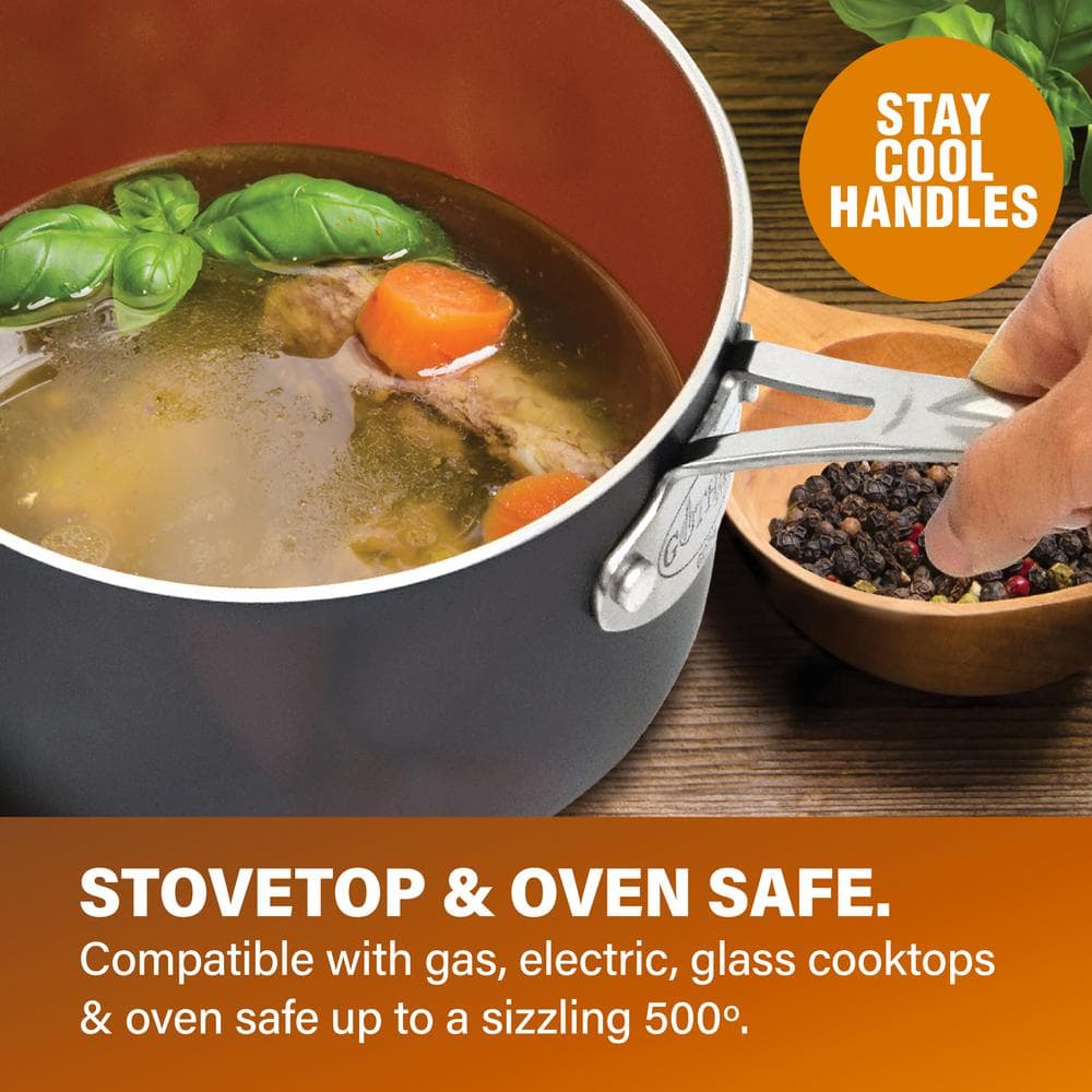 14-Piece Gray Aluminum Ti-Ceramic Nonstick Cookware Set