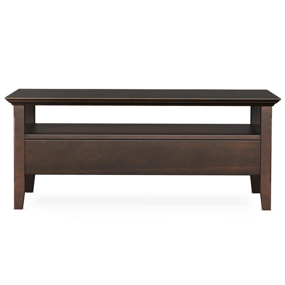 Brunette Brown Rectangular Wood Coffee Table with Storage