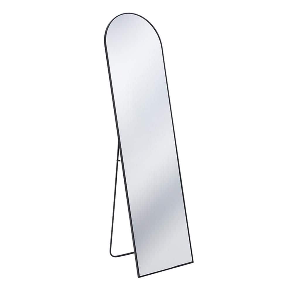 Black 16 in. W x 59 in. H Farmhose Arch Glass Framed Mirror Wall Mirror Wal