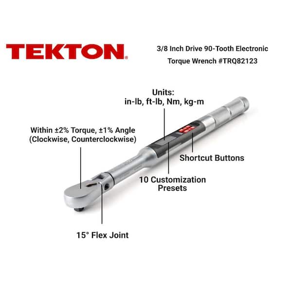 1/2 Inch Drive 90-Tooth Flex Head Dual-Direction Electronic Torque Wrench (30-300 ft-lb)