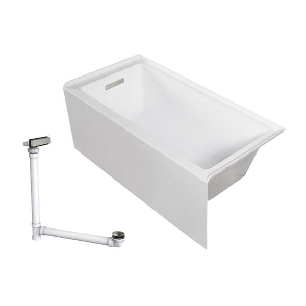 Unity AFR 60 in. x 30 in. Soaking Bathtub with Left Drain in White/Brushed Nickel