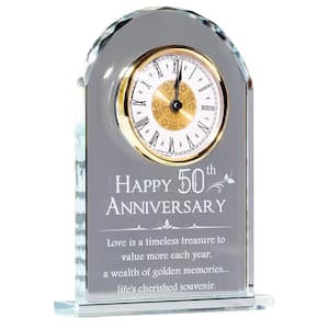 50th Wedding Anniversary qt Glass Clock Gifts for Parents, Gold