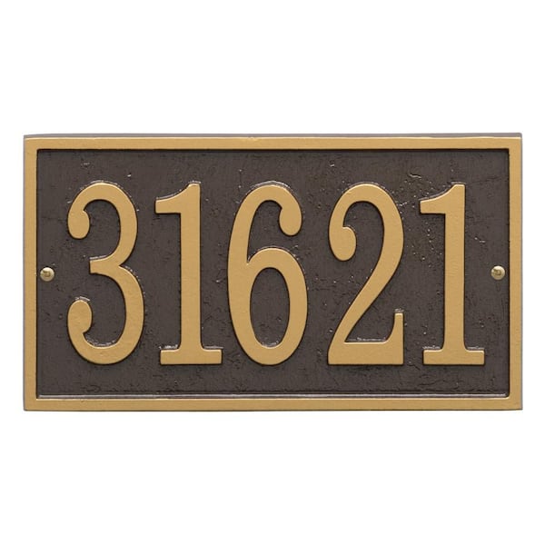 Fast and Easy Rectangle House Number Plaque, Bronze/Gold