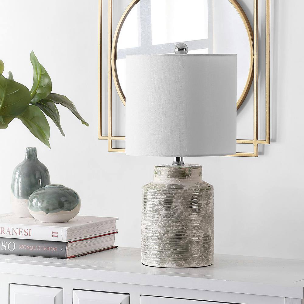 Branko 13'' Modern White Textured Ceramic Arc Table Lamp