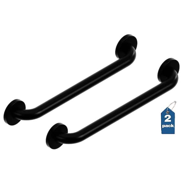 Easy Mount (2x Pack) 18 in. Grab Bar ADA Compliant for Bath and Shower Safety (500 lb. Capacity) in Matte Black