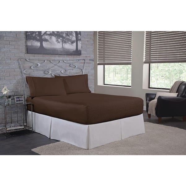 300 Thread Count 4-Piece Chocolate Solid Cotton California King Sheet Set