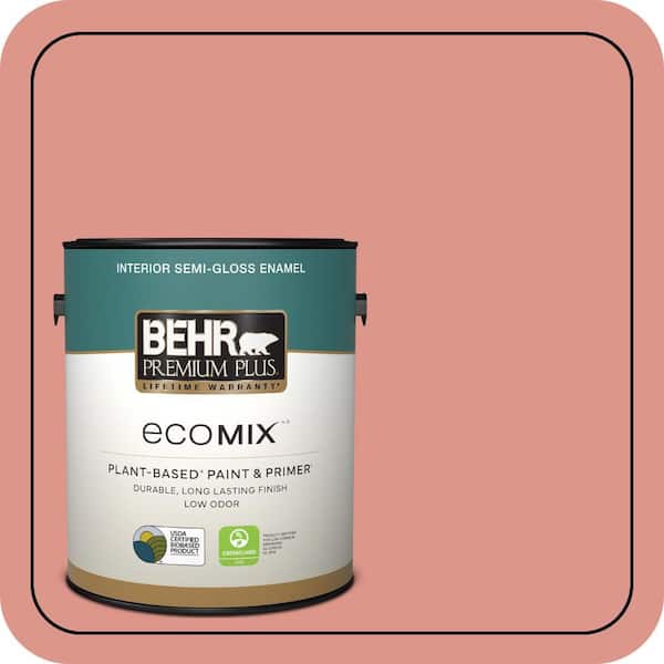 1 gal. #180D-4 Coral Serenade Semi-Gloss Enamel EcoMix Plant-Based Interior Paint & Primer