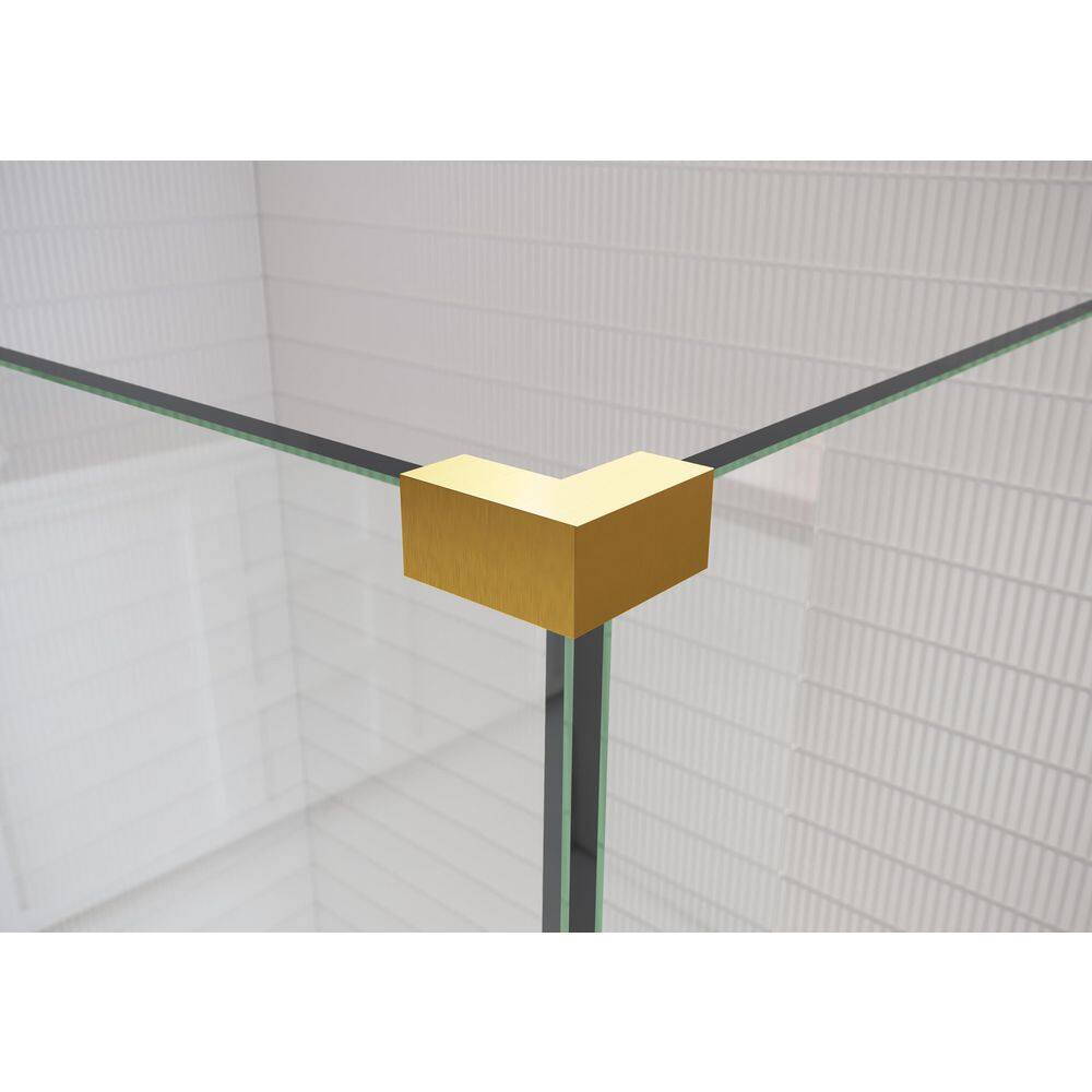Satin Brass Frameless Glass Shower Enclosure with Hinged Door