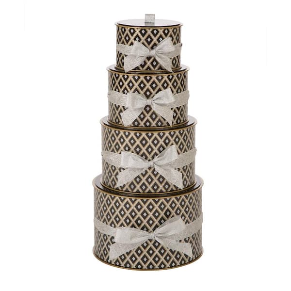 Glitzhome 5.59 in. Round Gift Box (Set of 4)