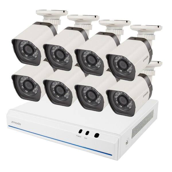 Zmodo 8-Channel 720P Simplified POE NVR System with 8 Weatherproof IP Cameras and 2TB Hard Drive