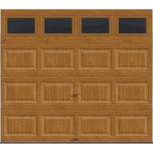 Clopay Classic Steel Short Panel 9ft x 7ft Insulated 12.9 R-Value Wood Look Medium Garage Door with windows