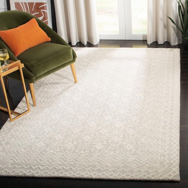 Blossom Gray/Ivory 4 ft. x 6 ft. Geometric Area Rug