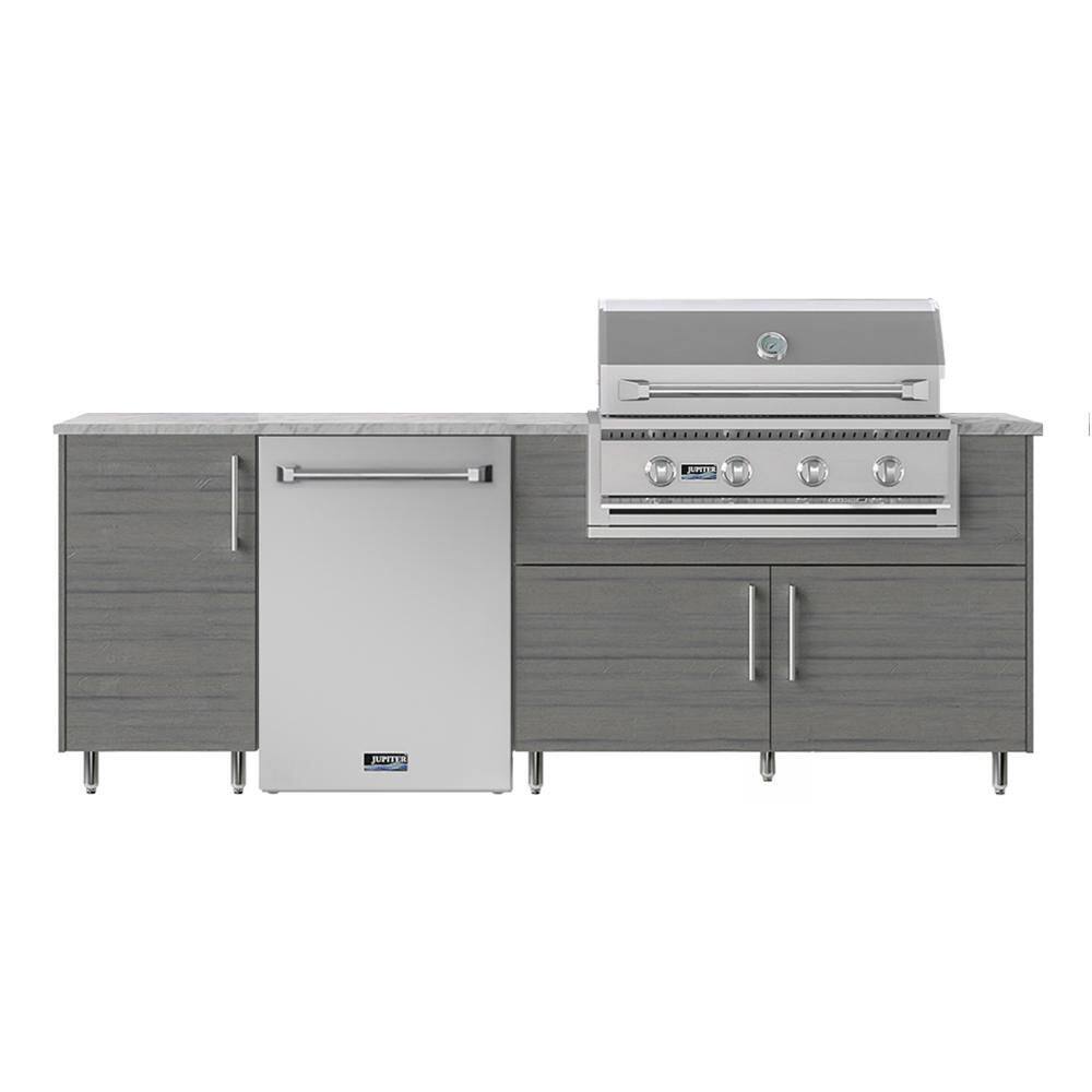 Sundown 90.5 in. W 4-Burner Propane Grill Island in Stainless Steel Miami Dark Ash with Refrigerator price history on PriceWatchPro