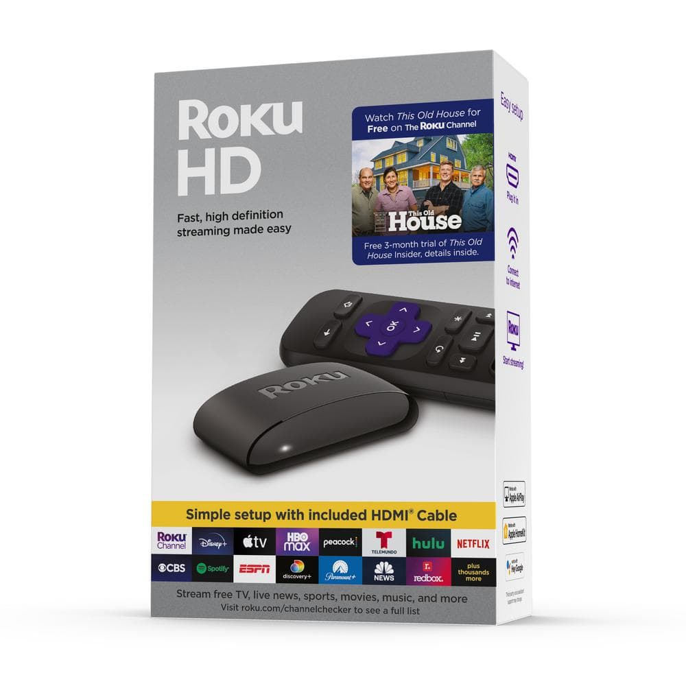 Roku HD Streaming Media Player with High Speed HDMI Cable and Simple Remote  3932RD - The Home Depot