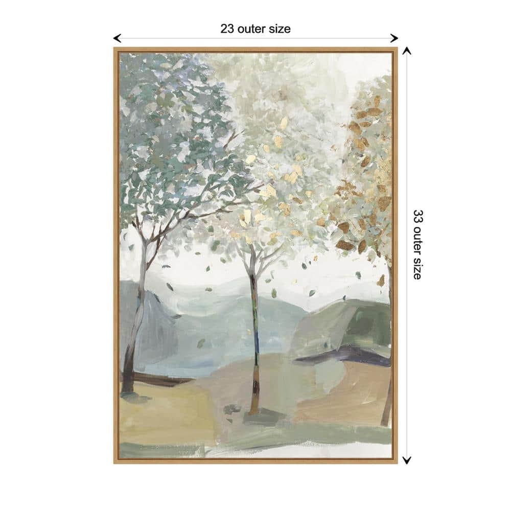 Breezy Landscape Trees III Canvas Print with Maple Frame