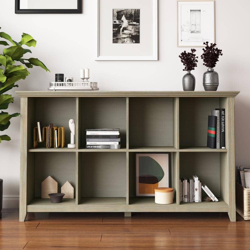 Acadian Solid Wood 33" Gray Transitional 8-Cube Storage Table