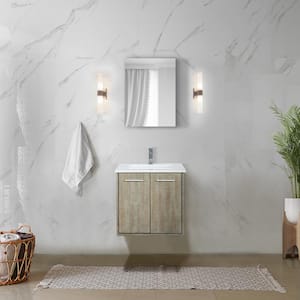 Fairbanks 24 in W x 20 in D Rustic Acacia Bath Vanity, White Quartz Top and Chrome Faucet Set