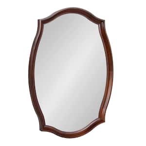 Hatherleig 24 in. W x 34 in. H Wood Walnut Brown Scalloped Transitional Framed Decorative Wall Mirror