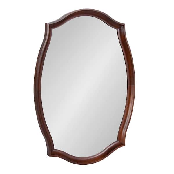 Kate and Laurel Hatherleig 24 in. W. x 34 in. H Wood Walnut Brown Scalloped Transitional Framed Decorative Wall Mirror