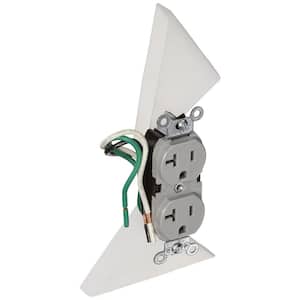 20 Amp Commercial Grade Duplex Outlet with Leads, Gray