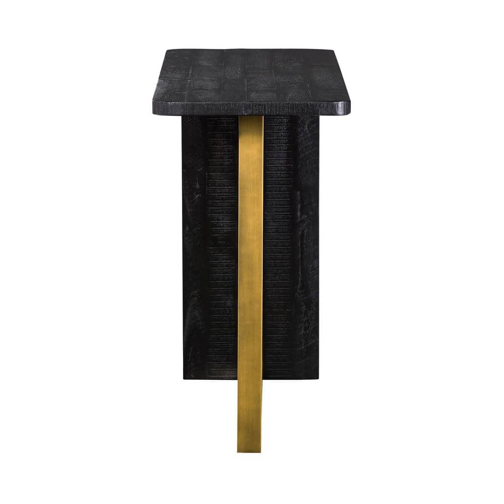 Monaco Black Wood and Antique Brass 47" Console Table