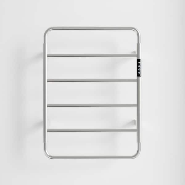 18.7 in. Wall Mounted Heated Towel Rack in Silver w/Intelligent Touch Screen Timer,6-Bar Towel Warmer,Plug-in/Hard-Wired