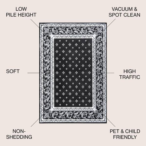 JONATHAN Y Acanthus Black/Gray 5 ft. x 8 ft. French Border JONATHAN Y Acanthus Black/Gray 5 ft. x 8 ft. French Border