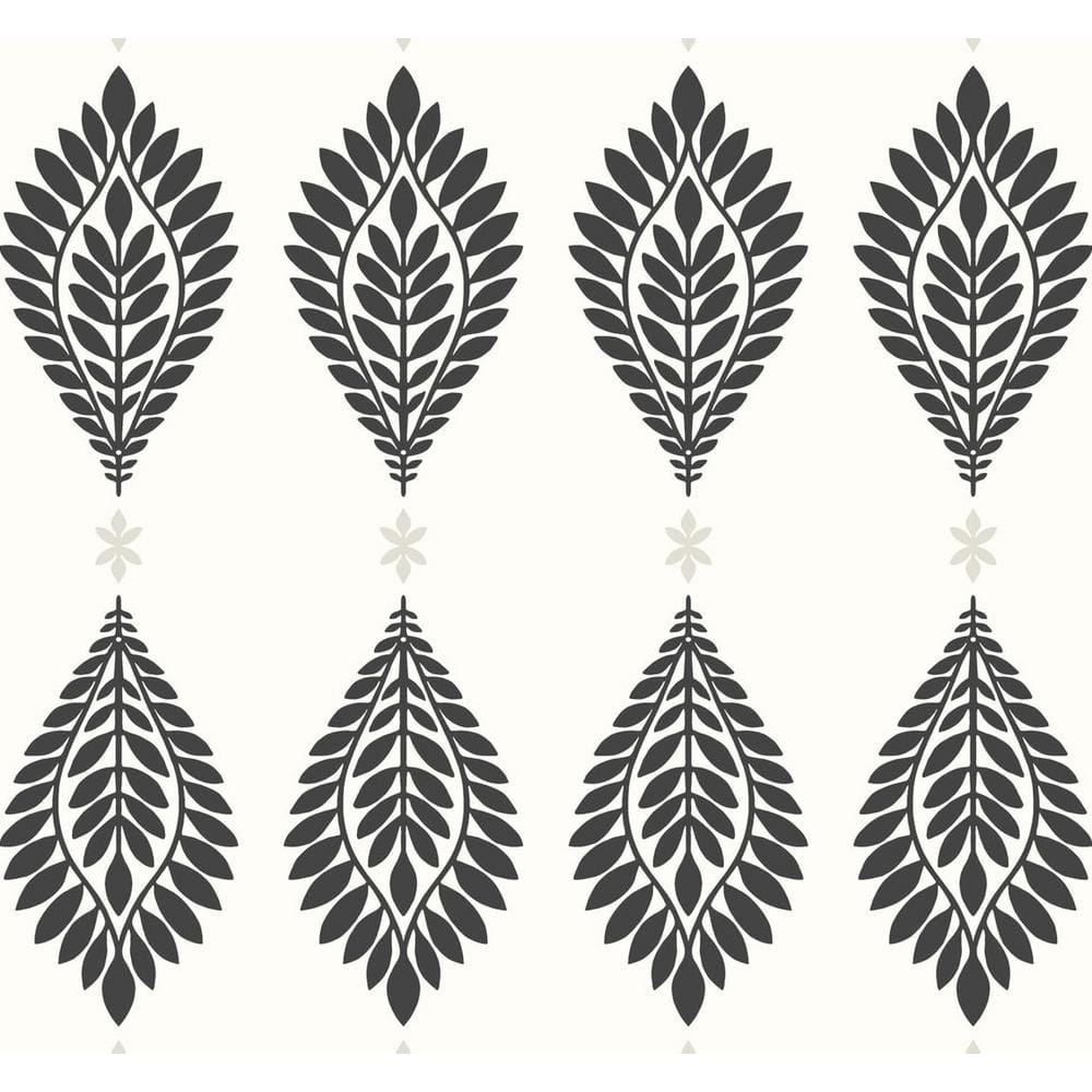 Ebony and Eggshell Palm Frond Vinyl Wallpaper
