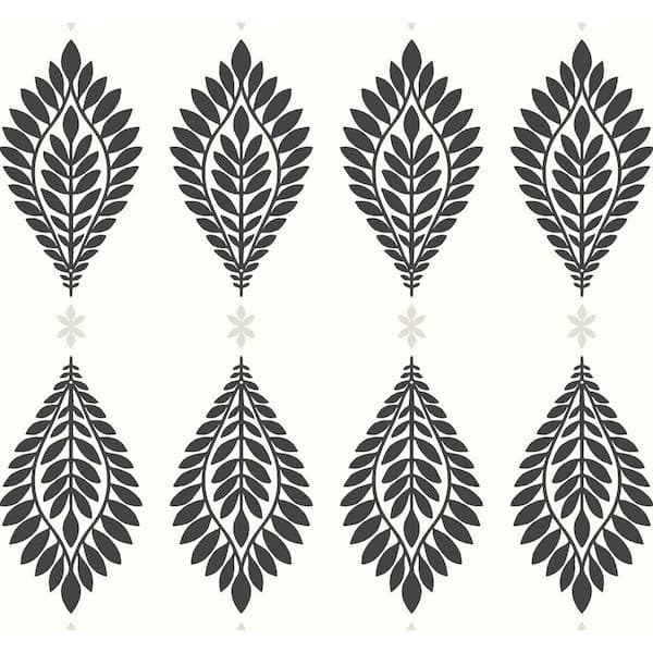 LILLIAN AUGUST Luxe Retreat Ebony and Eggshell Mirasol Palm Frond 27 in x 27 ft Unpasted Paper Wallpaper