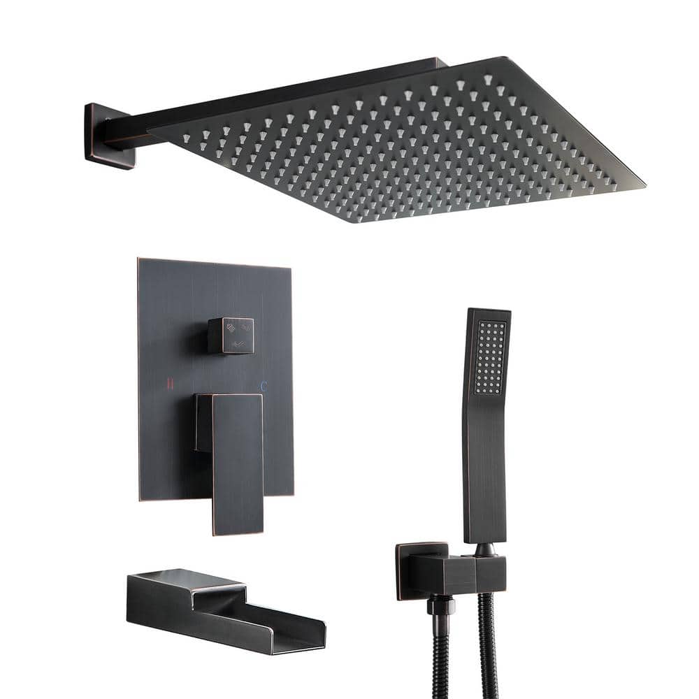 Dimakai SingleHandle 3Spray 10 in. Shower Head Tub and Shower Faucet Hand Shower Combo in Oil