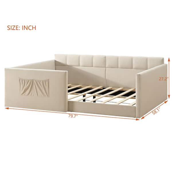 その他 Daybed Malta II Cream Harper & Bright Designs Beige Full Size Velvet Upholstered Daybed