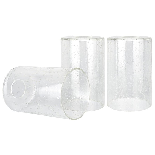 Kira Home Brentwood 6.25 in. Clear Seeded Glass Cylindrical Pendant/Sconce/Vanity Shade with 1.625 in. Neckless Fitter (3-Pack)