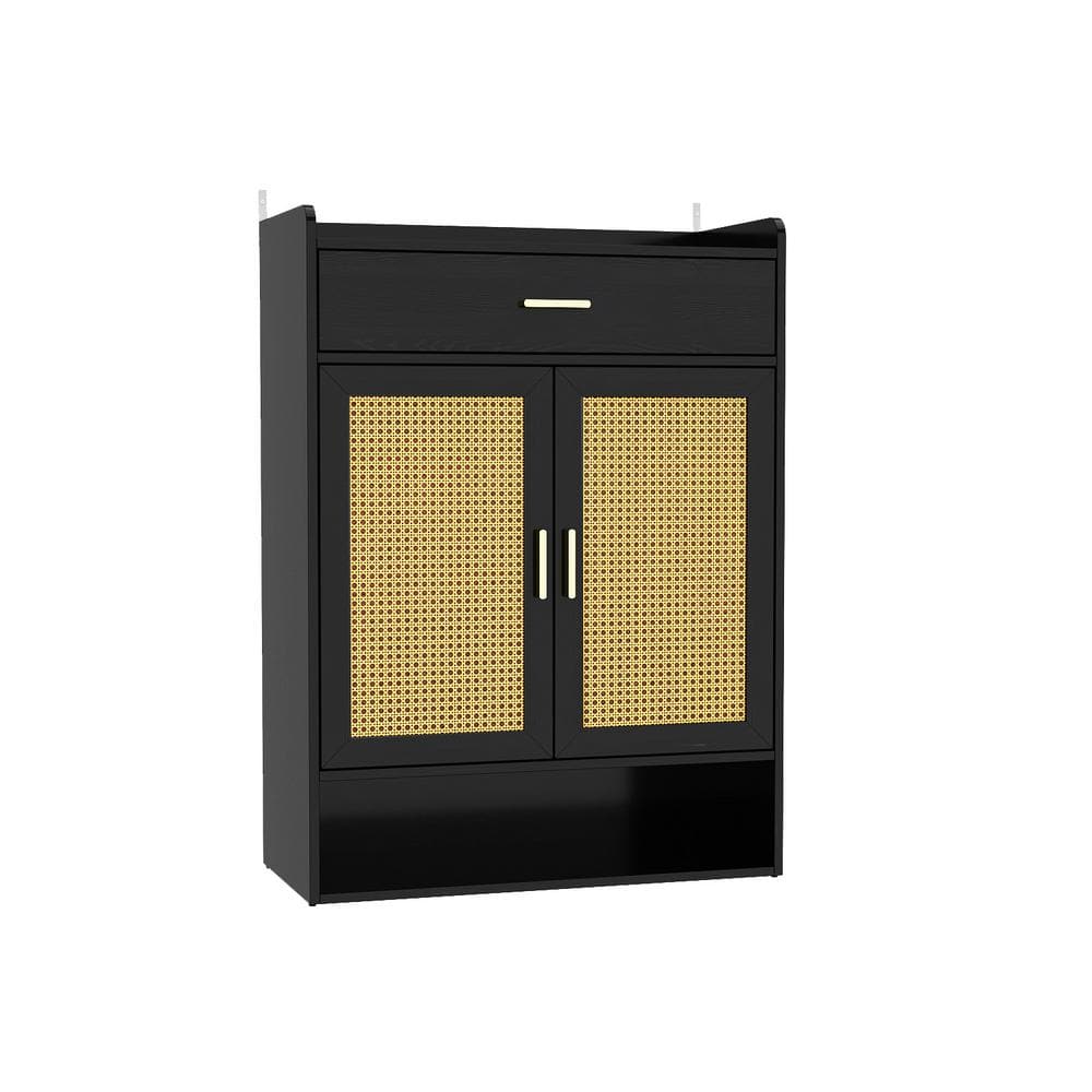 40.2 in. H x 29.5 in. W Black Wooden Shoe Storage Cabinet Shoe Storage Bench with 1-Large Drawer and 4 Shelves